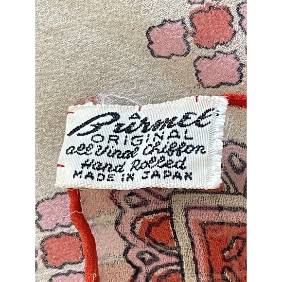 VTG Burmel Chiffon Scarf Handkerchief Geometric Hand Rolled Hem 20"x20" Japan - Picture 3 of 6